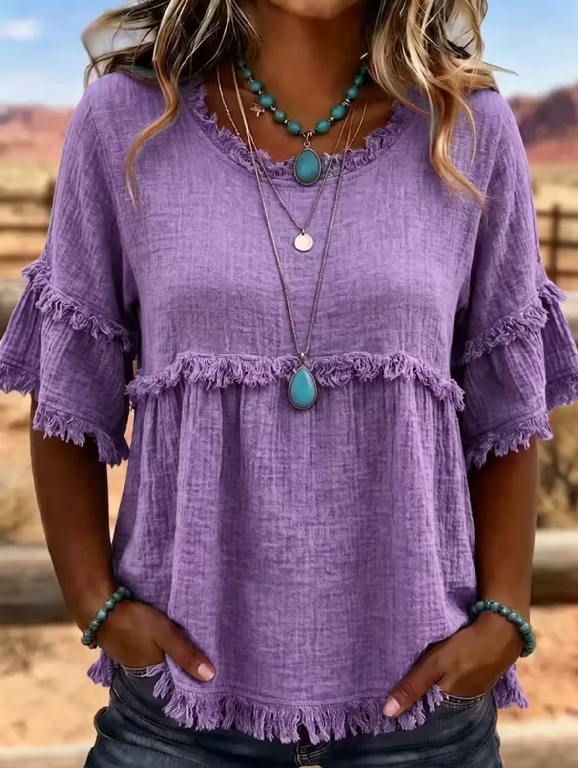Womens Loose-Fitting Short-Sleeve Casual Blouse