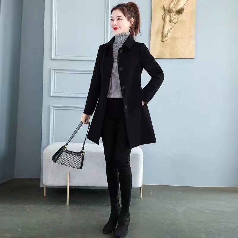 Womens Midi-length Plaid Trench Coat For Petite Figures
