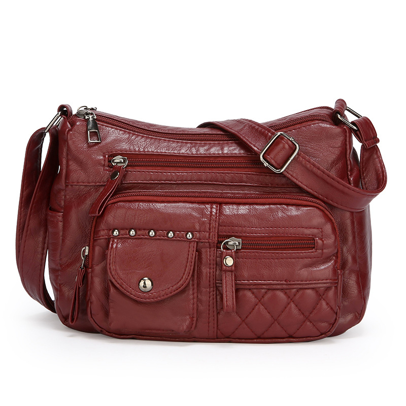 Womens Multi-compartment Soft Leather Crossbody Bag