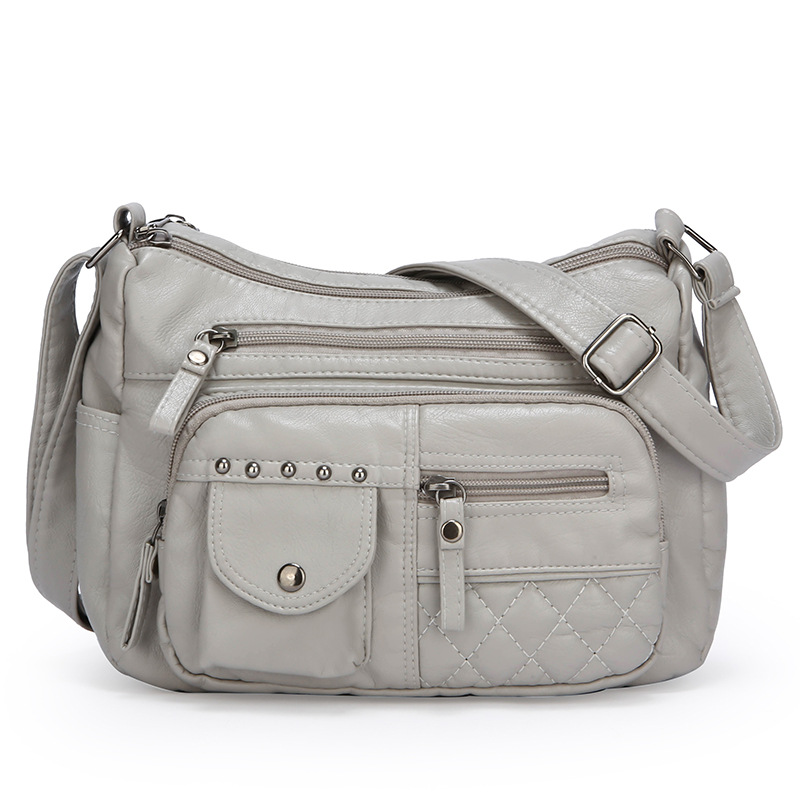 Womens Multi-compartment Soft Leather Crossbody Bag