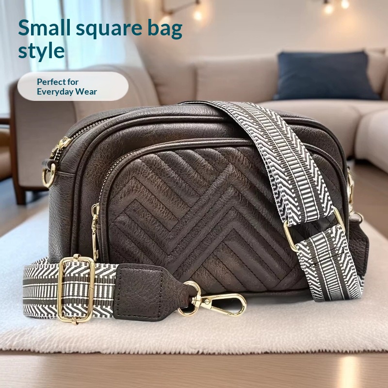 Womens Shoulder Bag, Embroidered Grid Color-block Design, Vintage Style
