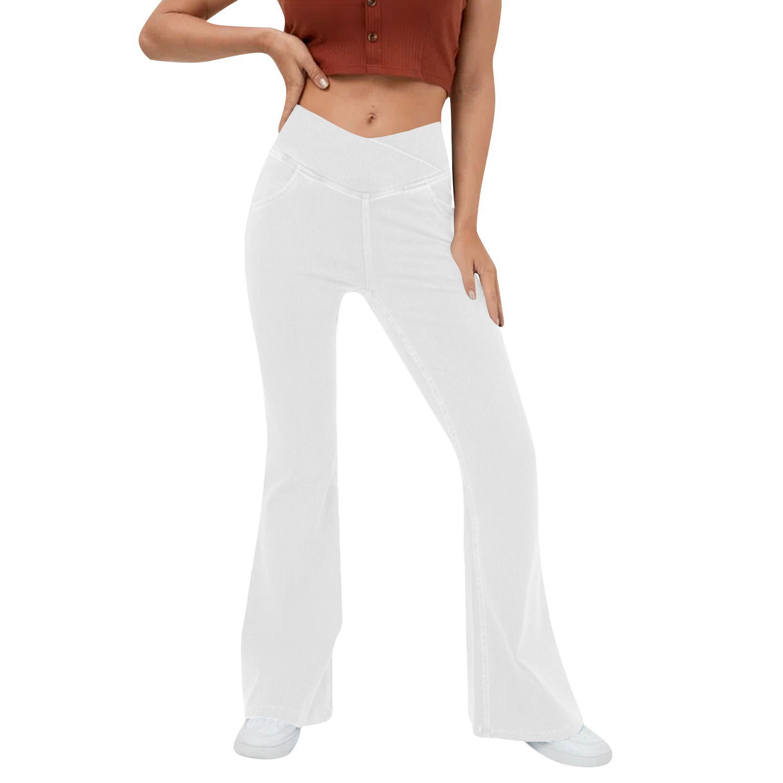 Womens Slim-fit Flared Crossover Jeans