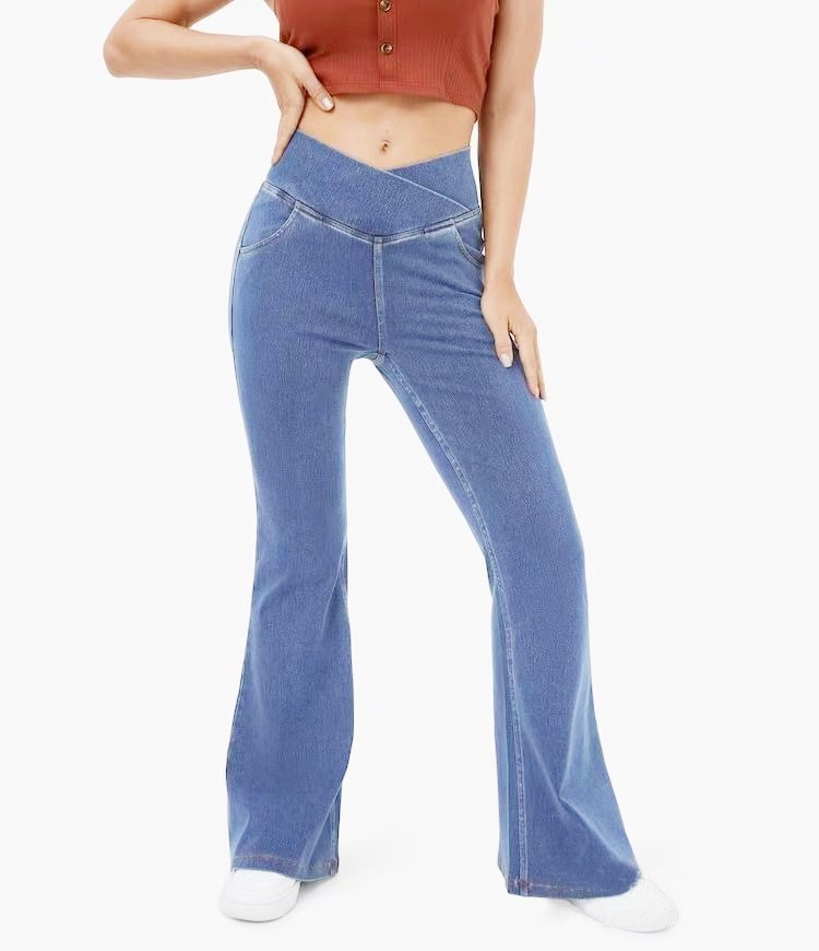 Womens Slim-fit Flared Crossover Jeans