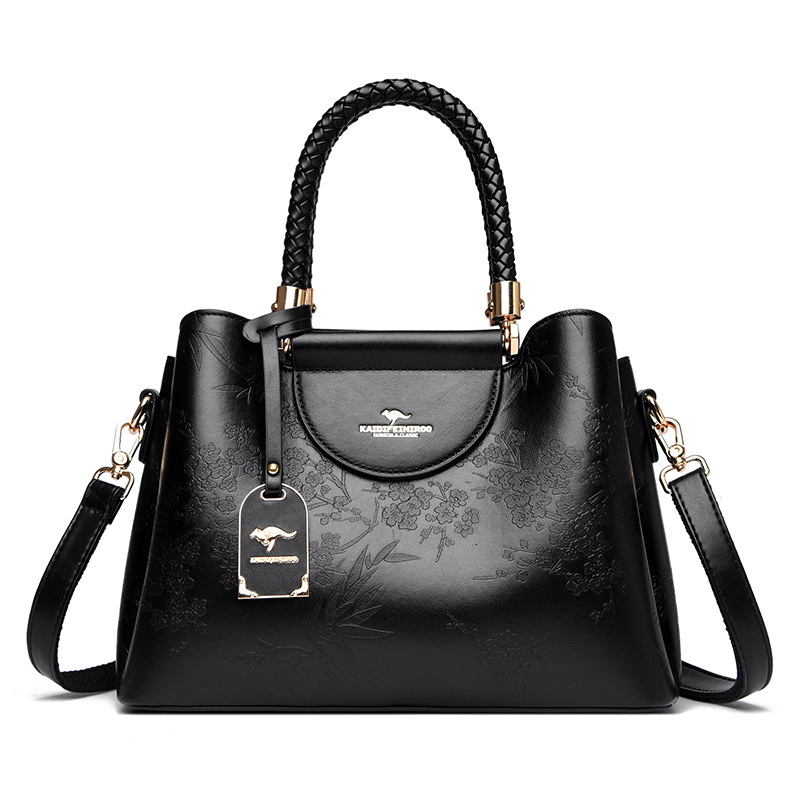Womens Soft Leather Embossed Shoulder Crossbody Bag