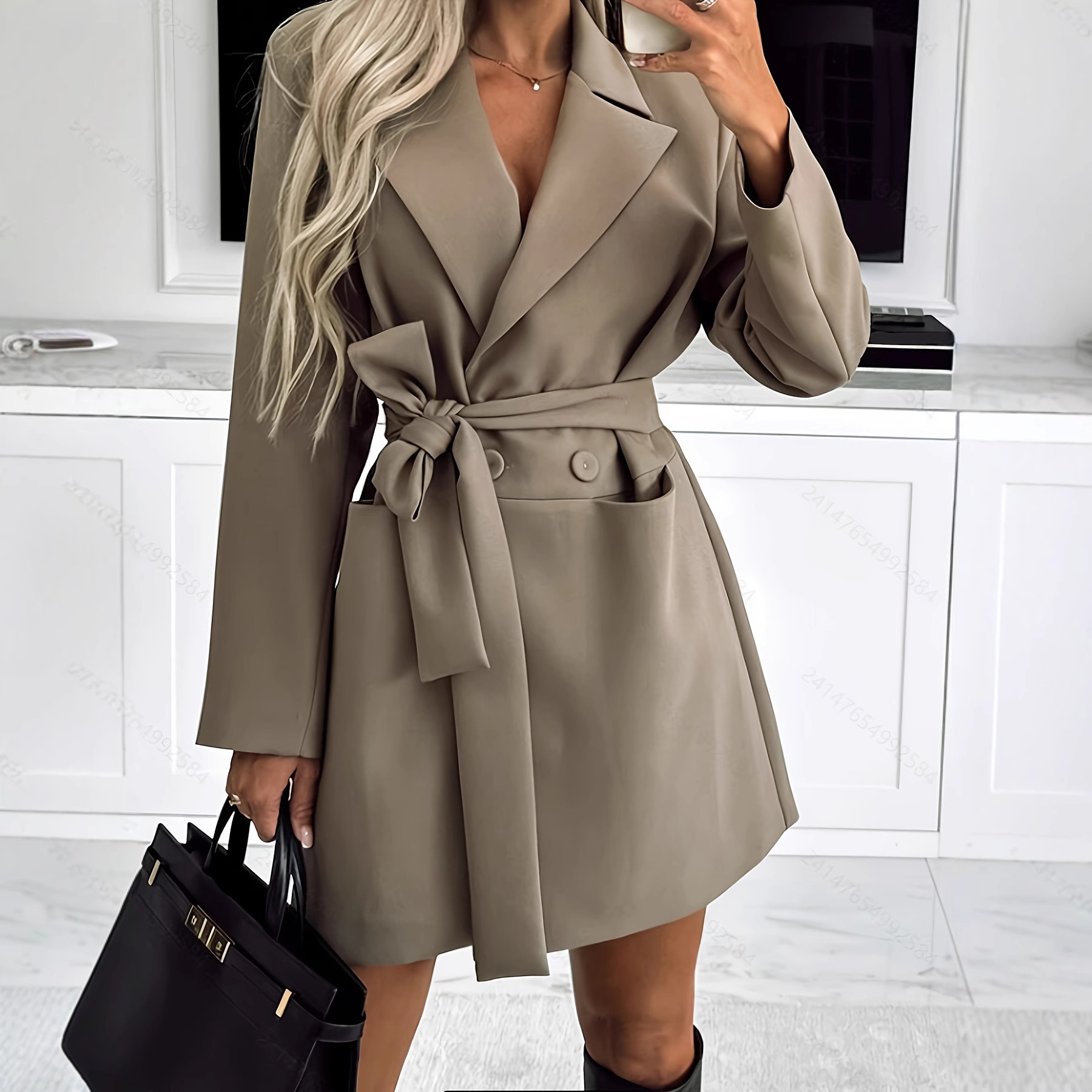 Womens Solid Color Loose Fit Stylish And Elegant Coat