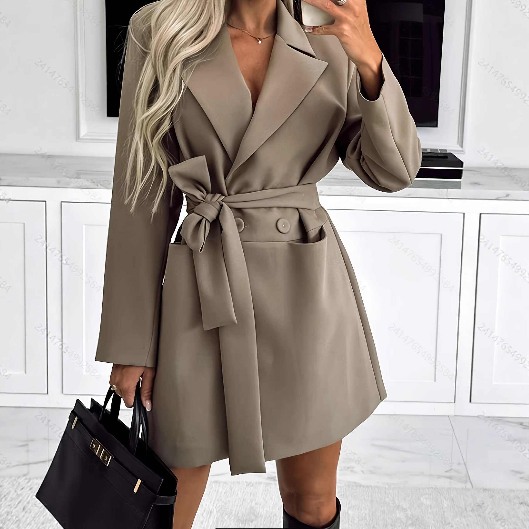 Womens Solid Color Loose Fit Stylish And Elegant Coat