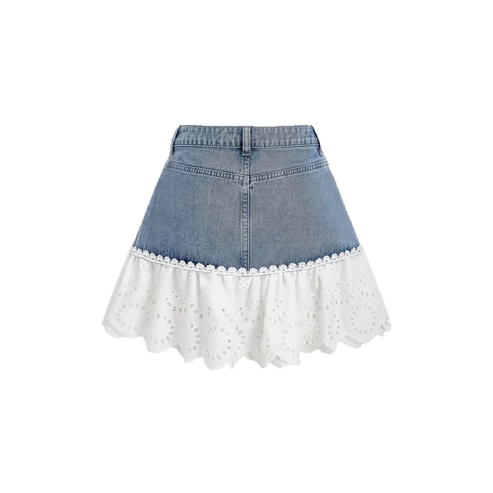 Womens Versatile Patchwork Lace-trimmed Mini Skirt