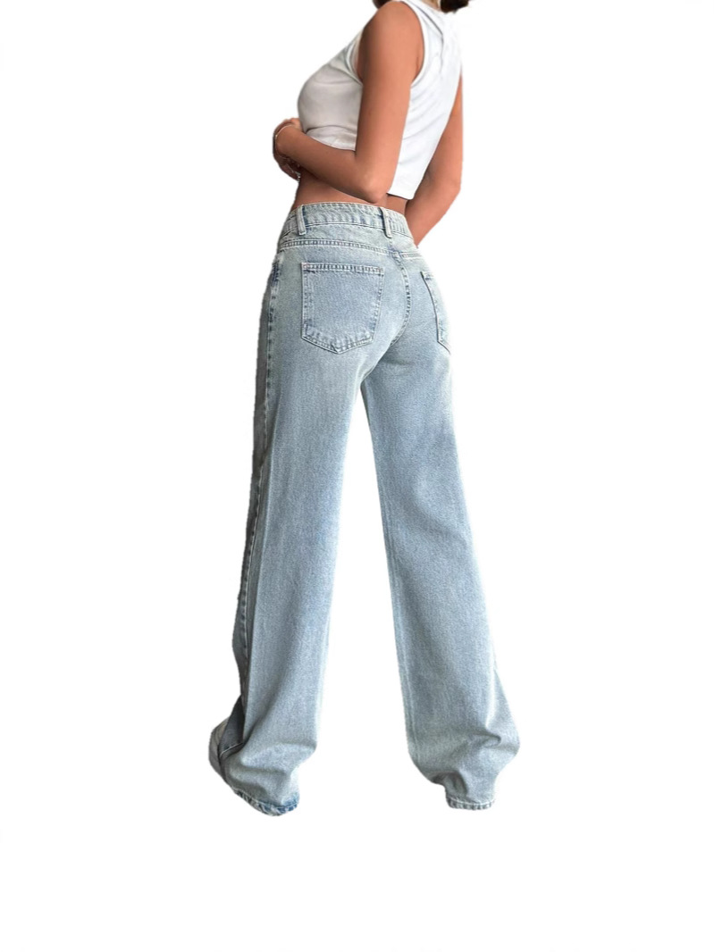 Womens Wide-leg Low-rise Stretch Denim Jeans