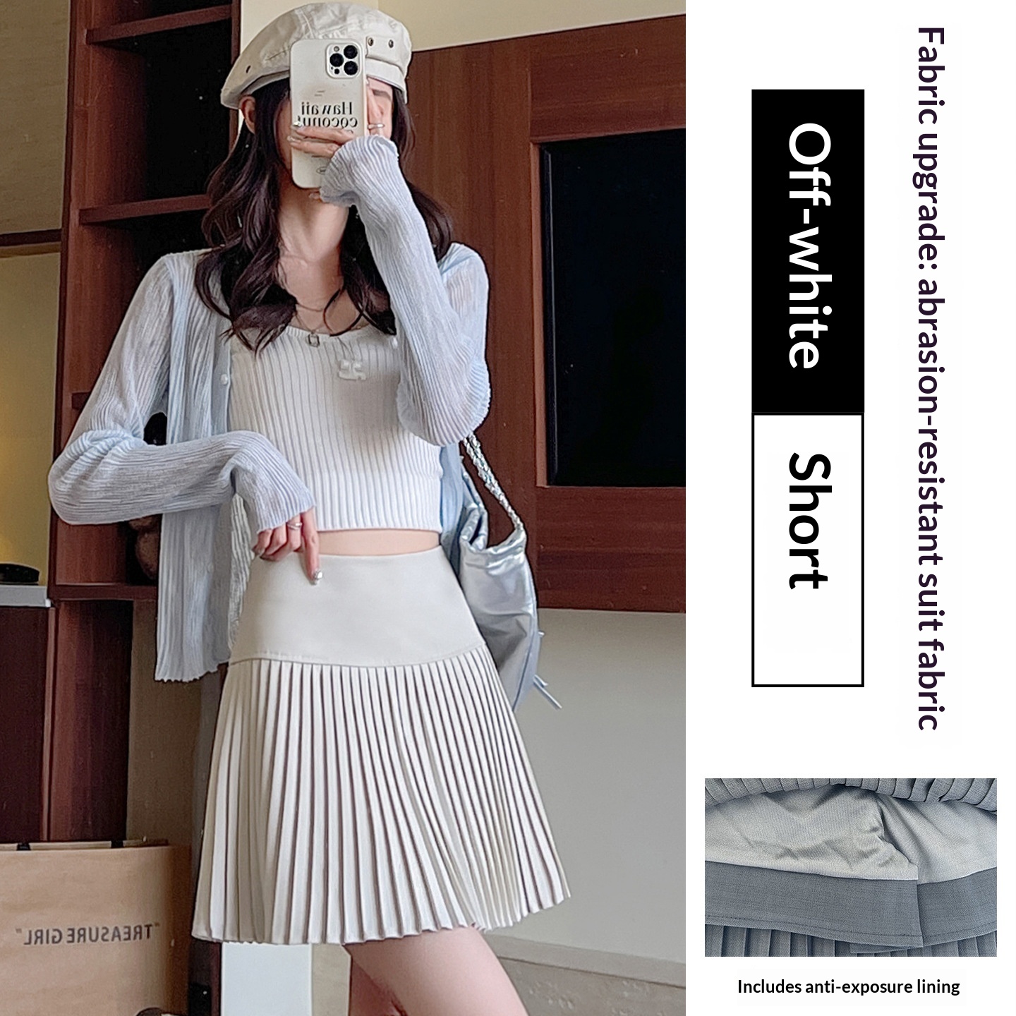 Woolen Slim Pleated Skirt