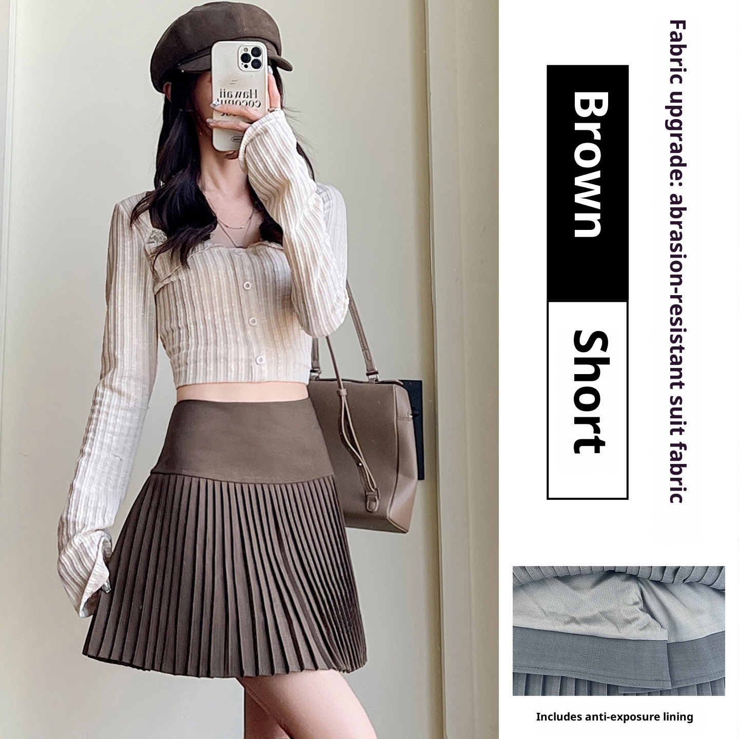 Woolen Slim Pleated Skirt