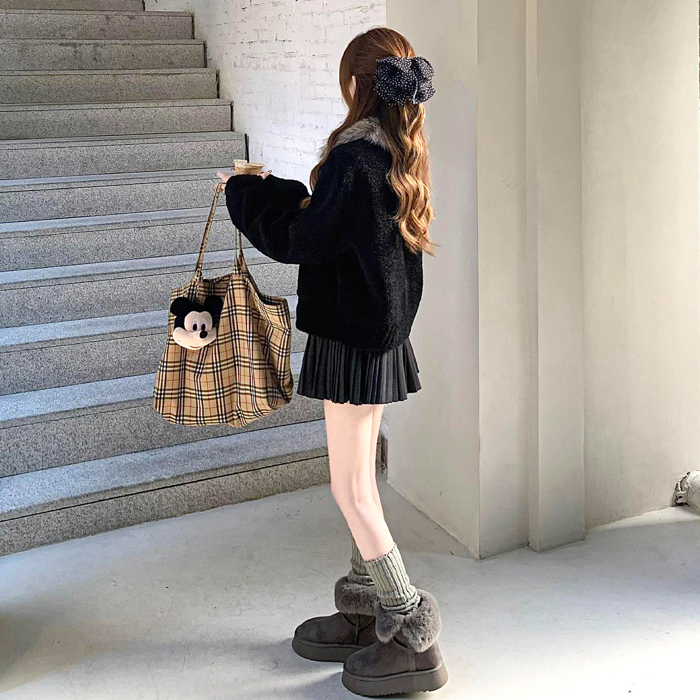 Woolen Slim Pleated Skirt