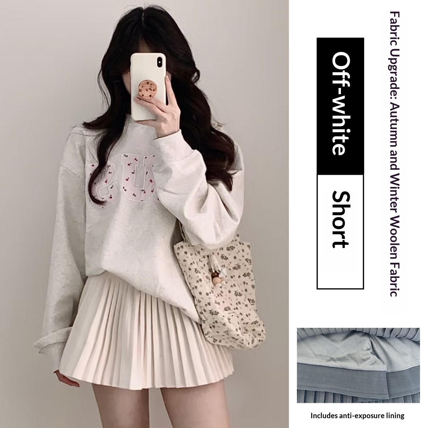 Woolen Slim Pleated Skirt
