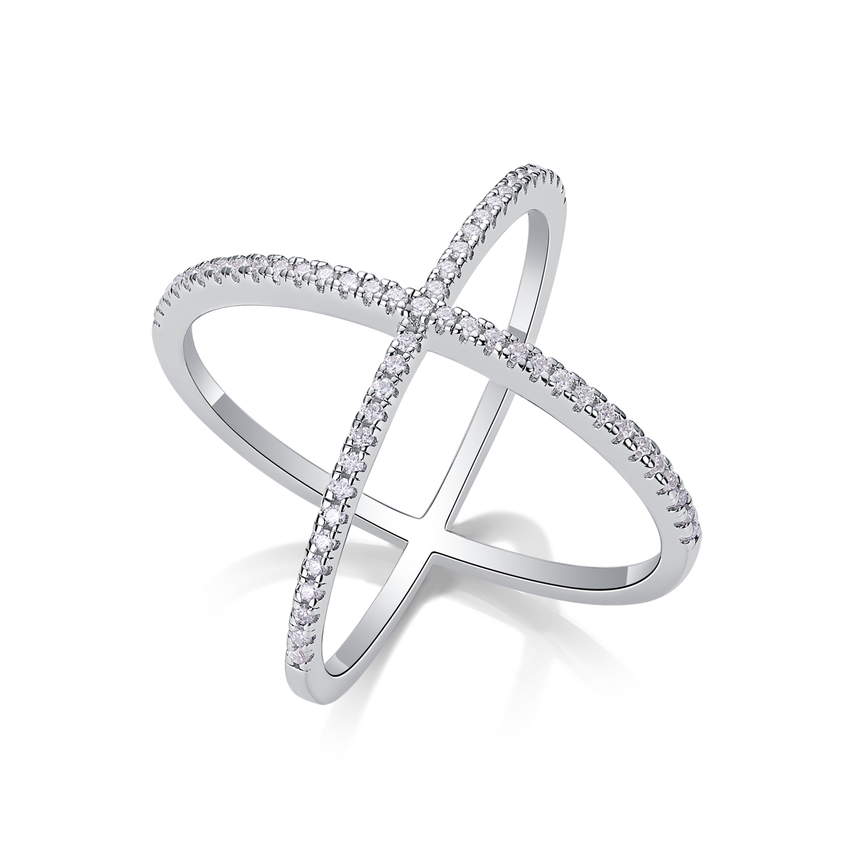 X-shaped Heart Movement - Set With Top-quality Moissanite Silver And Platinum-plated