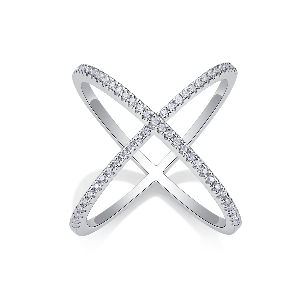 X-shaped Heart Movement - Set With Top-quality Moissanite Silver And Platinum-plated