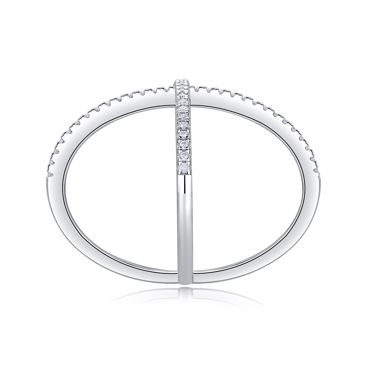 X-shaped Heart Movement - Set With Top-quality Moissanite Silver And Platinum-plated