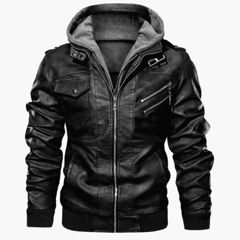 Zipper Digging Bag Straight Hem Autumn And Winter Casual Hooded Zipper Youth Black Stand